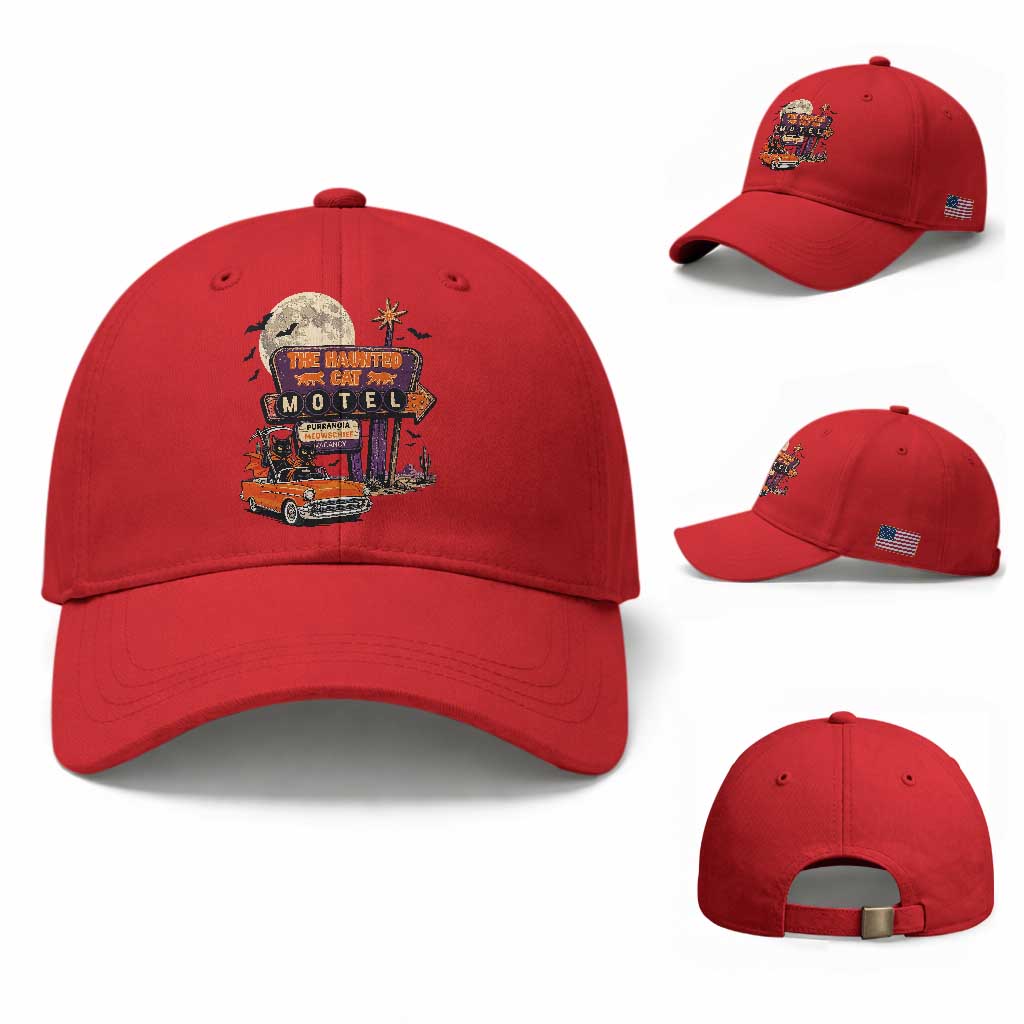 Halloween Haunted Cat Motel Baseball Cap Funny Meowschief Cat Lovers