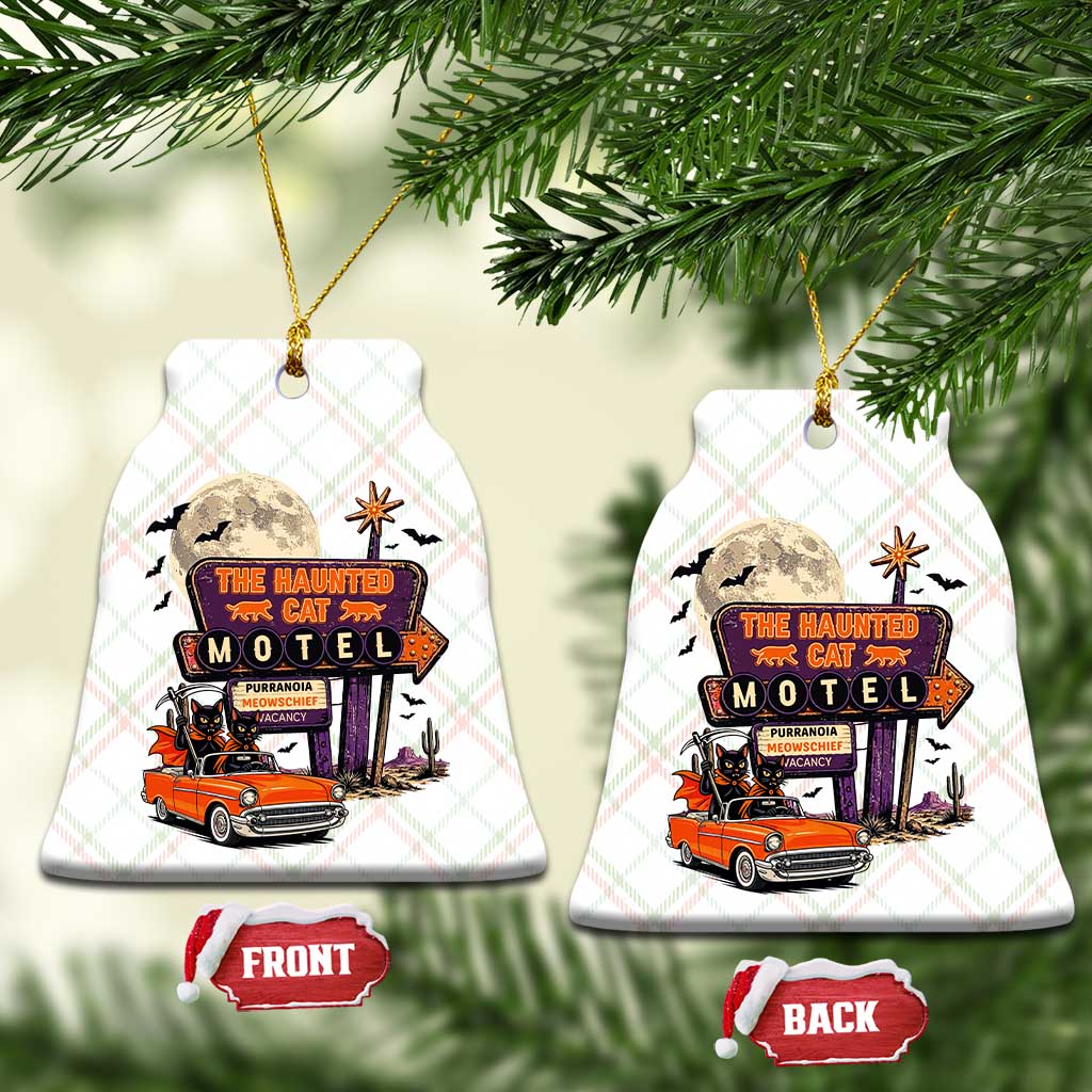 Halloween Haunted Cat Motel Ceramic Ornament Funny Meowschief Cat Lovers