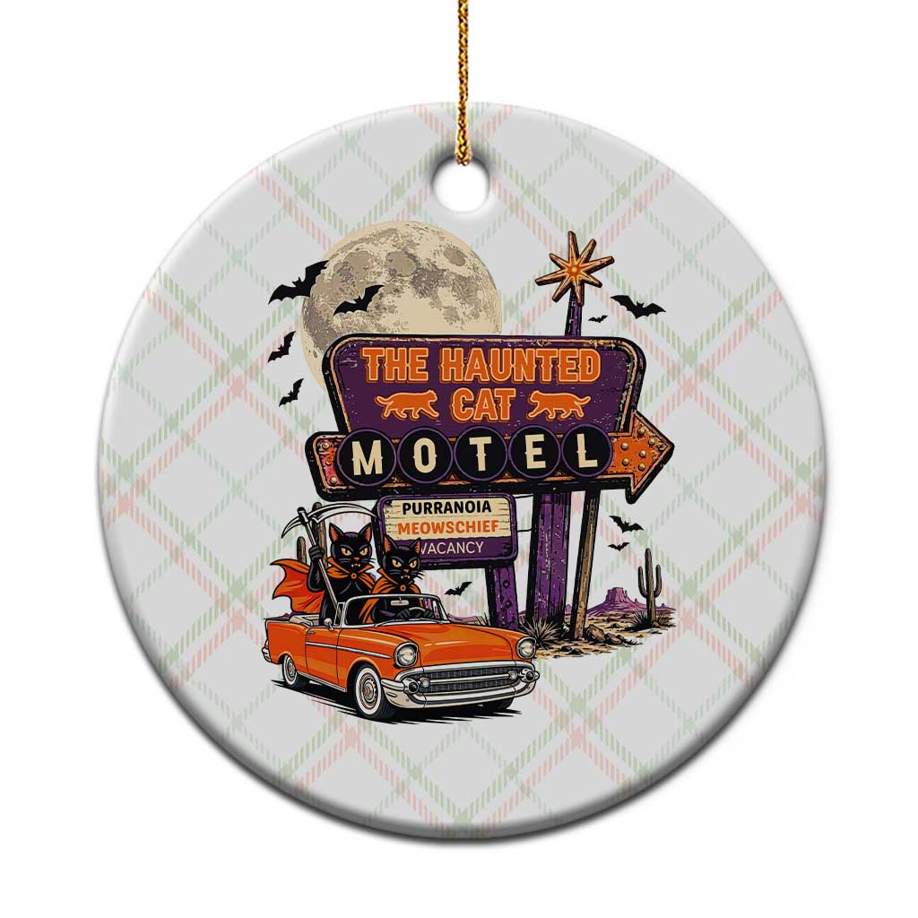 Halloween Haunted Cat Motel Ceramic Ornament Funny Meowschief Cat Lovers