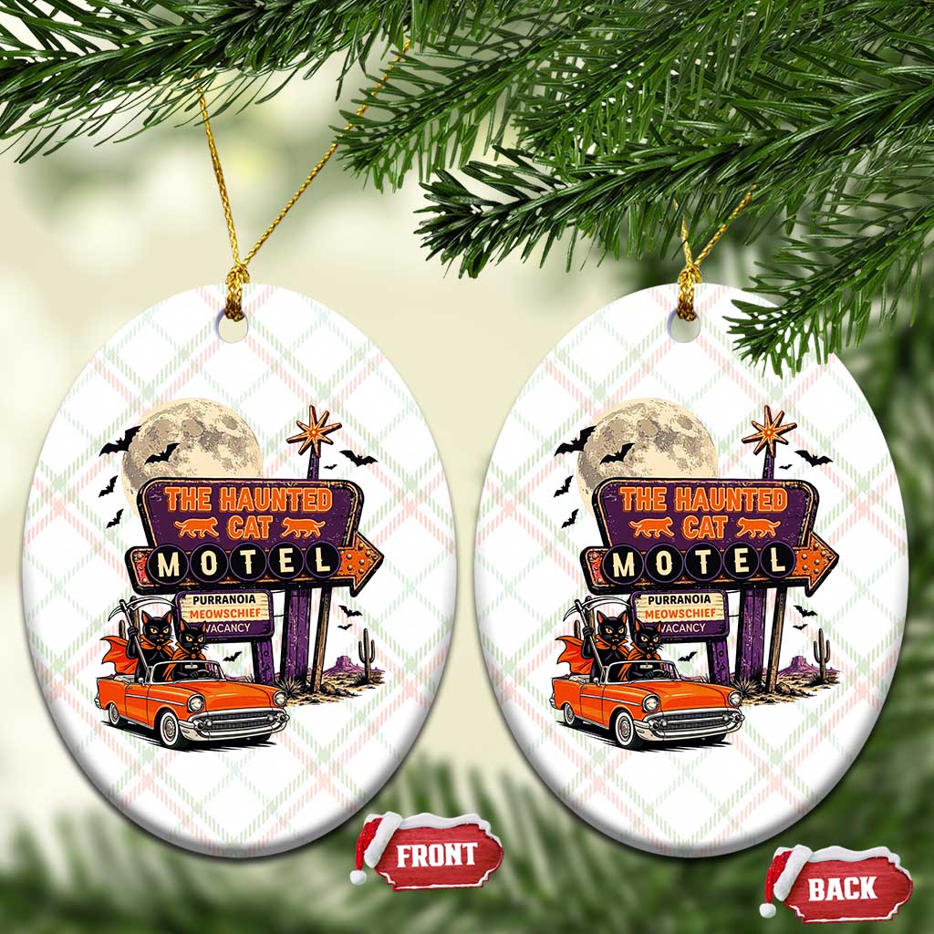 Halloween Haunted Cat Motel Ceramic Ornament Funny Meowschief Cat Lovers