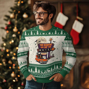 Halloween Haunted Cat Motel Ugly Christmas Sweater Funny Meowschief Cat Lovers