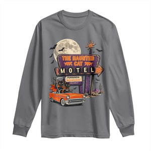 Halloween Haunted Cat Motel Long Sleeve Shirt Funny Meowschief Cat Lovers