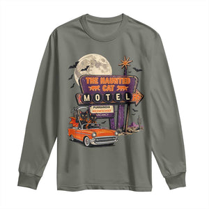 Halloween Haunted Cat Motel Long Sleeve Shirt Funny Meowschief Cat Lovers