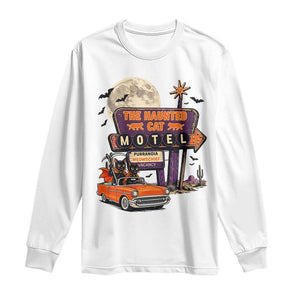 Halloween Haunted Cat Motel Long Sleeve Shirt Funny Meowschief Cat Lovers