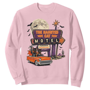 Halloween Haunted Cat Motel Sweatshirt Funny Meowschief Cat Lovers