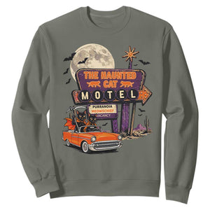 Halloween Haunted Cat Motel Sweatshirt Funny Meowschief Cat Lovers