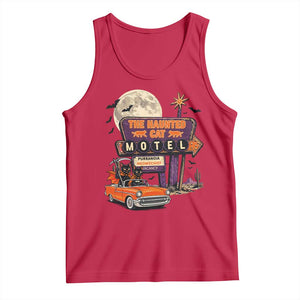 Halloween Haunted Cat Motel Tank Top Funny Meowschief Cat Lovers
