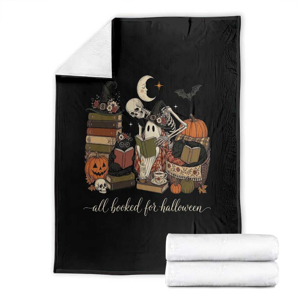Spooky Bookish Reader Throw Blanket All Booked For Halloween