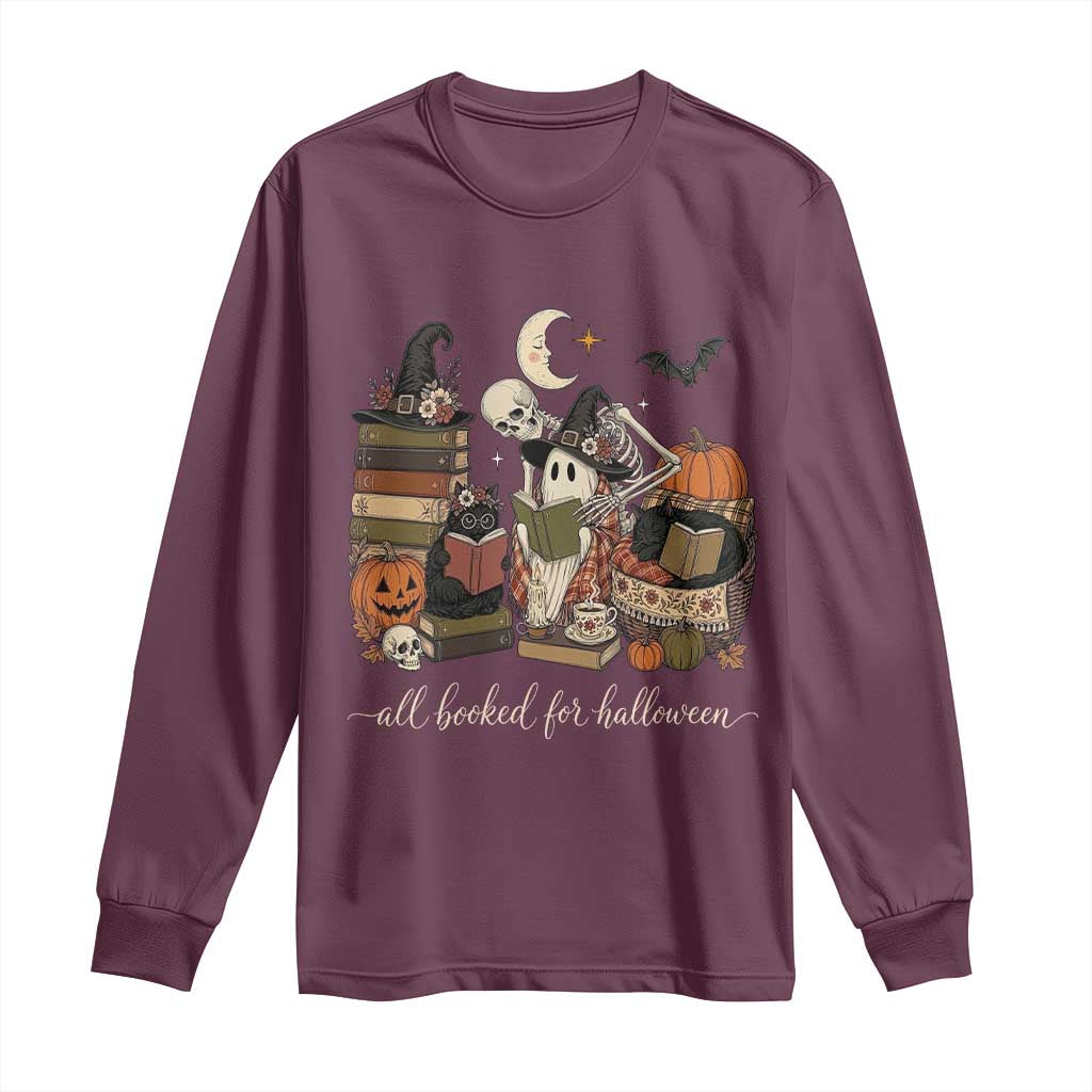 Spooky Bookish Reader Long Sleeve Shirt All Booked For Halloween