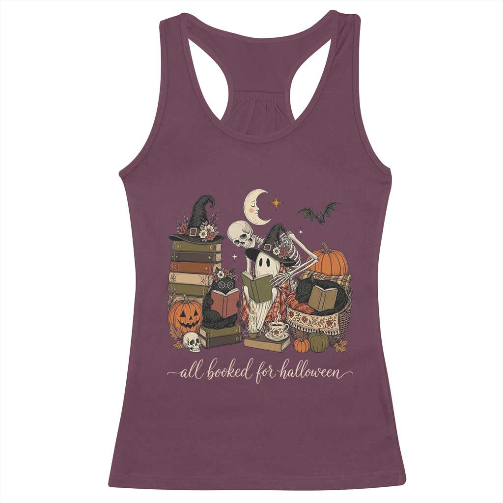 Spooky Bookish Reader Racerback Tank Top All Booked For Halloween
