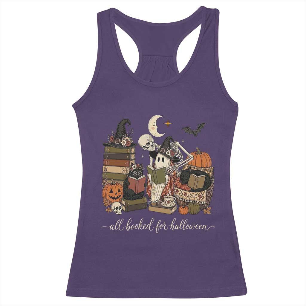 Spooky Bookish Reader Racerback Tank Top All Booked For Halloween