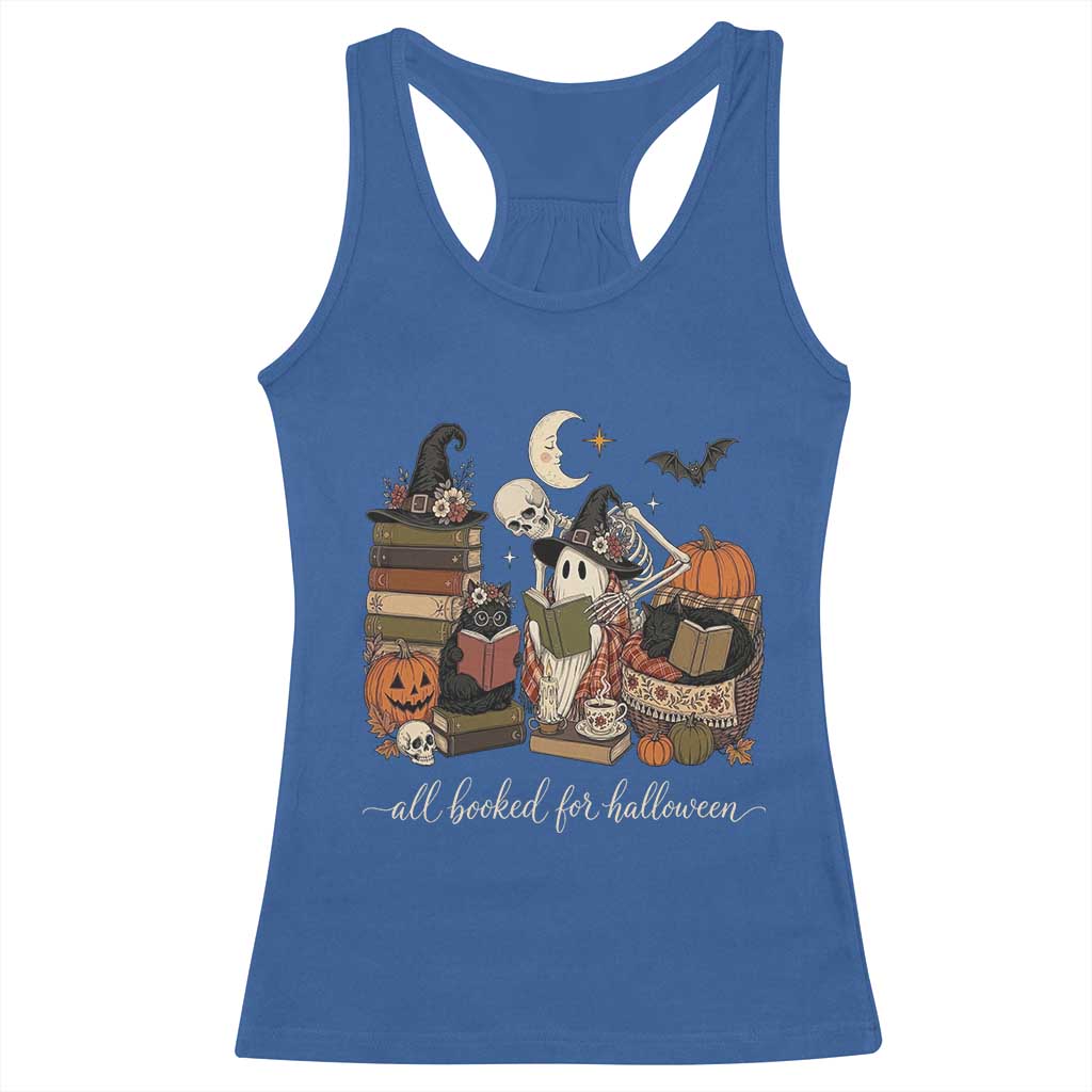 Spooky Bookish Reader Racerback Tank Top All Booked For Halloween