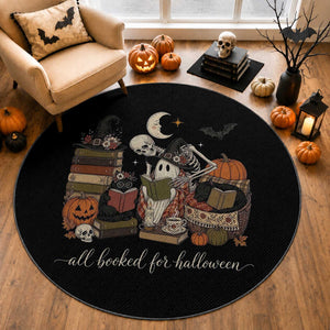 Spooky Bookish Reader Round Rug All Booked For Halloween