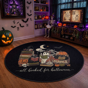 Spooky Bookish Reader Round Rug All Booked For Halloween