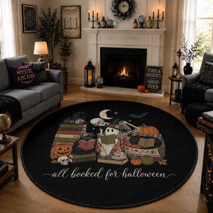 Spooky Bookish Reader Round Rug All Booked For Halloween