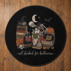 Spooky Bookish Reader Round Rug All Booked For Halloween