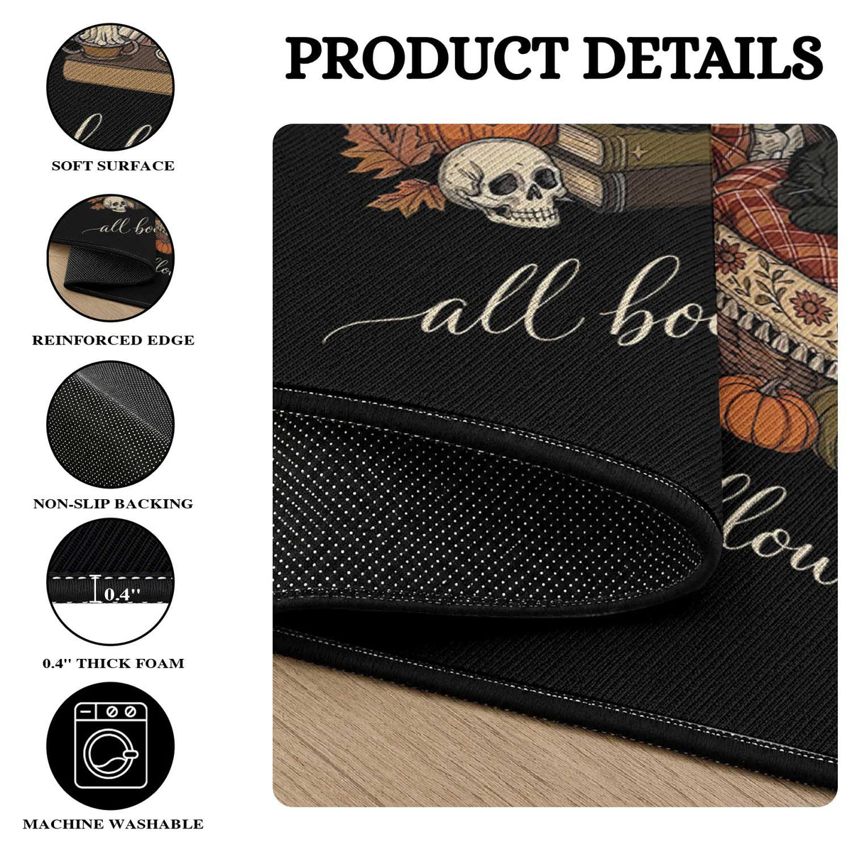 Spooky Bookish Reader Round Rug All Booked For Halloween