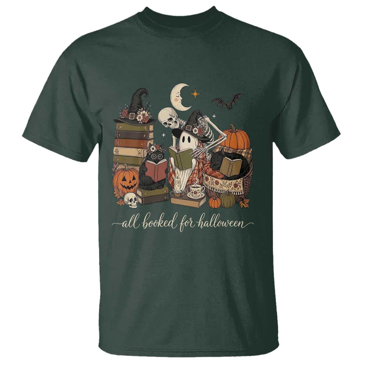 Spooky Bookish Reader T Shirt All Booked For Halloween