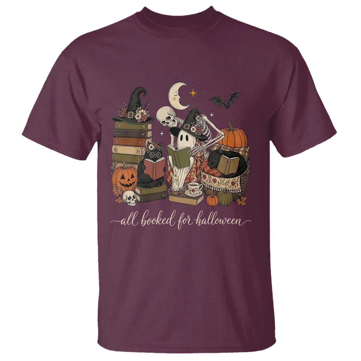 Spooky Bookish Reader T Shirt All Booked For Halloween