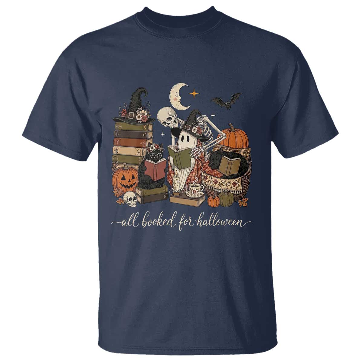 Spooky Bookish Reader T Shirt All Booked For Halloween