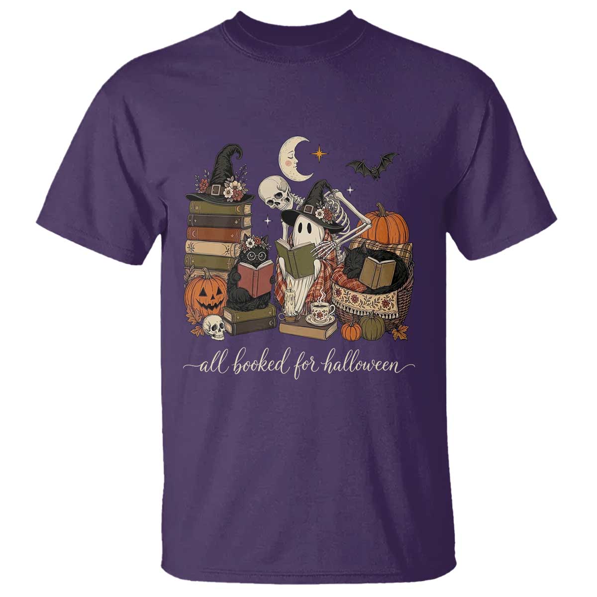Spooky Bookish Reader T Shirt All Booked For Halloween