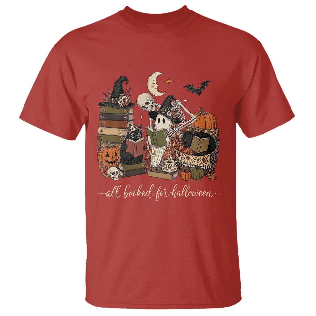 Spooky Bookish Reader T Shirt All Booked For Halloween