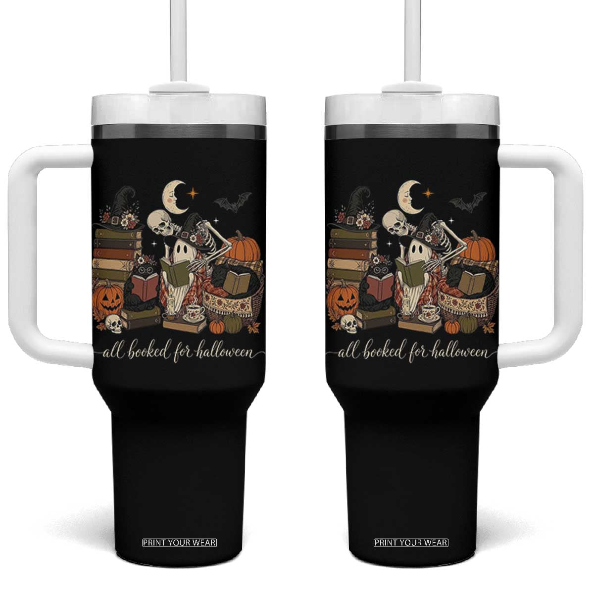 Spooky Bookish Reader Tumbler With Handle All Booked For Halloween