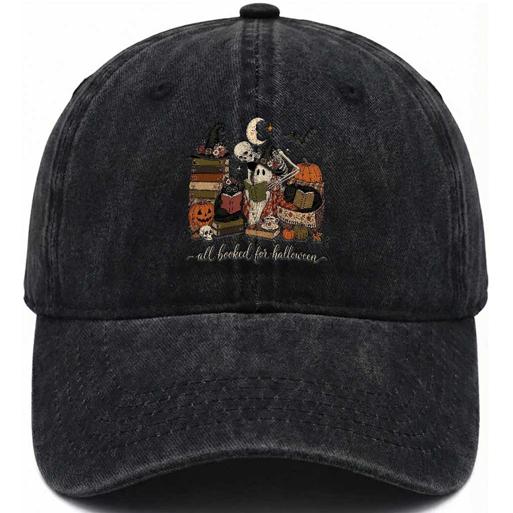 Spooky Bookish Reader Washed Cotton Baseball Cap All Booked For Halloween