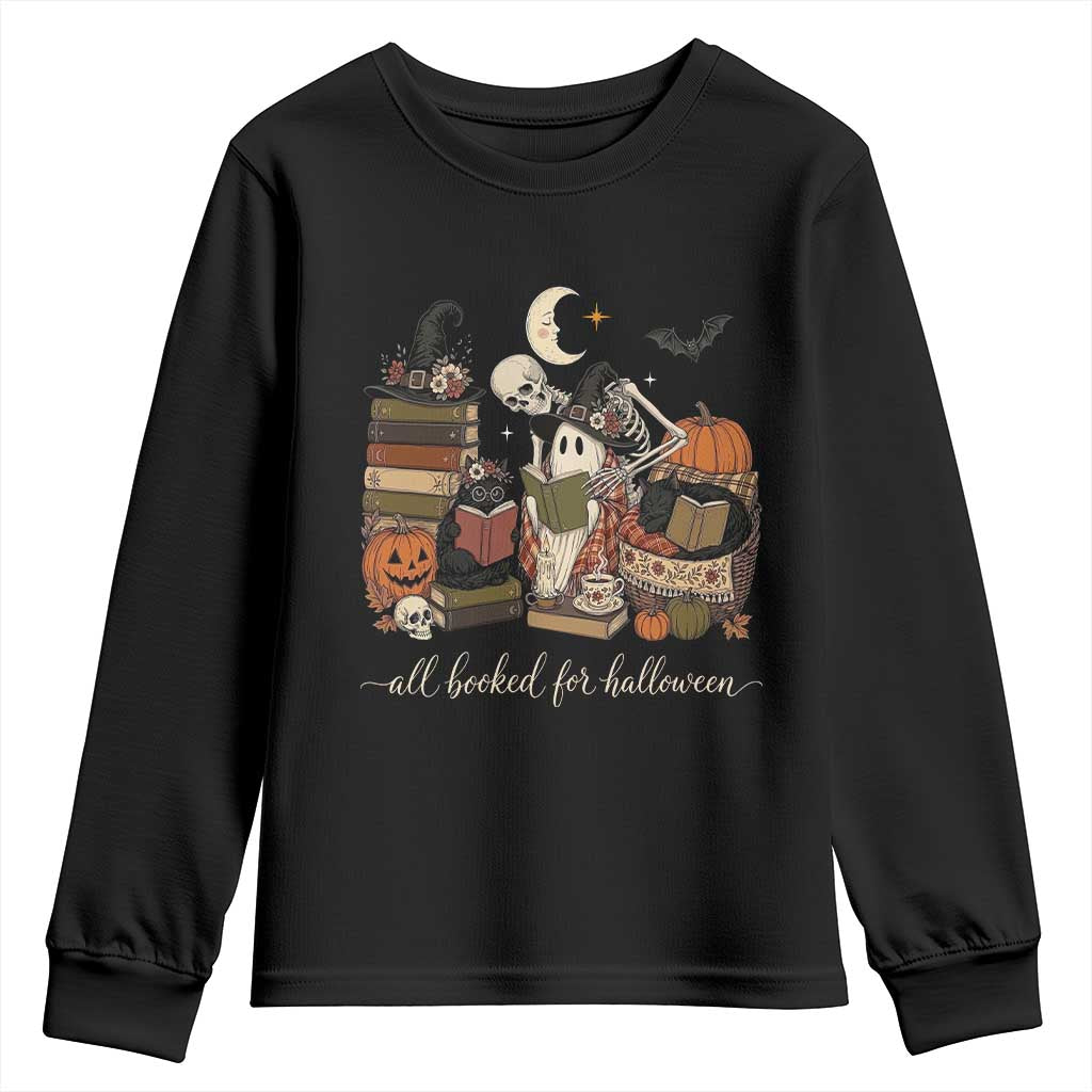 Spooky Bookish Reader Youth Sweatshirt All Booked For Halloween