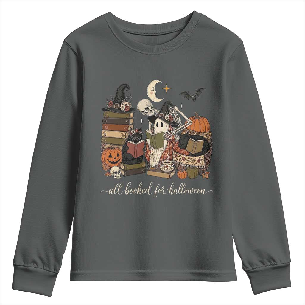 Spooky Bookish Reader Youth Sweatshirt All Booked For Halloween
