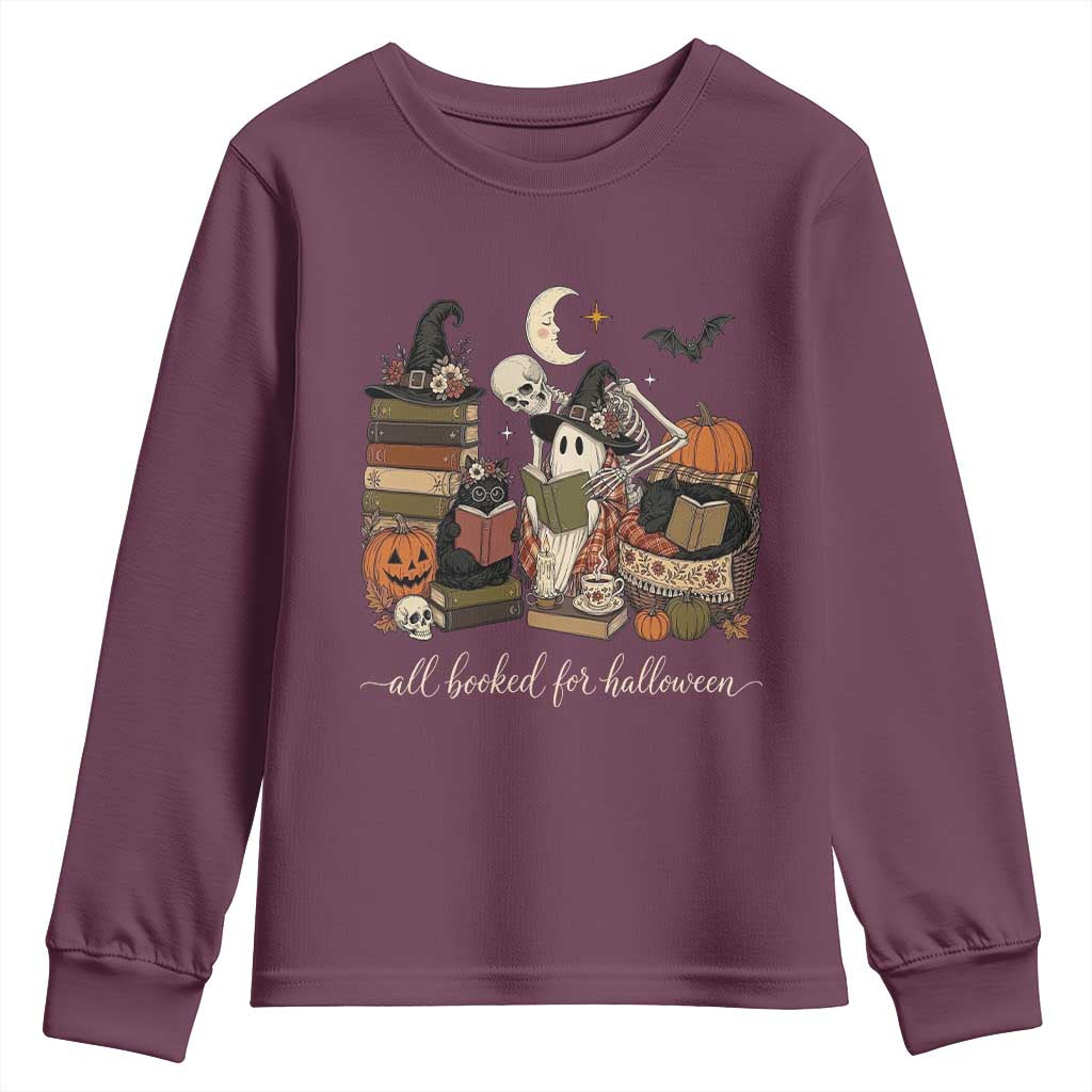 Spooky Bookish Reader Youth Sweatshirt All Booked For Halloween