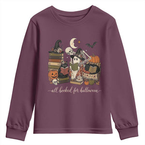 Spooky Bookish Reader Youth Sweatshirt All Booked For Halloween