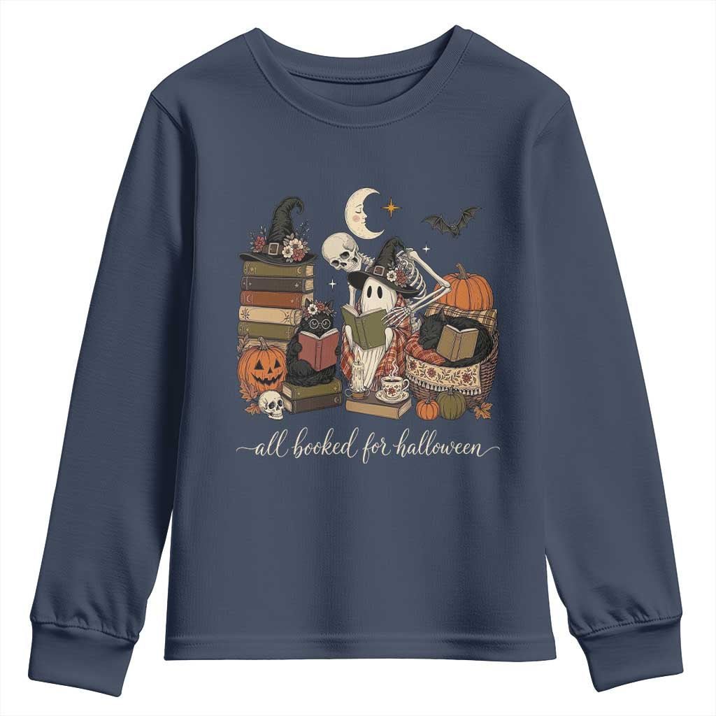 Spooky Bookish Reader Youth Sweatshirt All Booked For Halloween