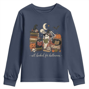Spooky Bookish Reader Youth Sweatshirt All Booked For Halloween