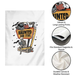 Funny Haunted Book Store Halloween Garden Flag Skeleton Ghost Book Reader