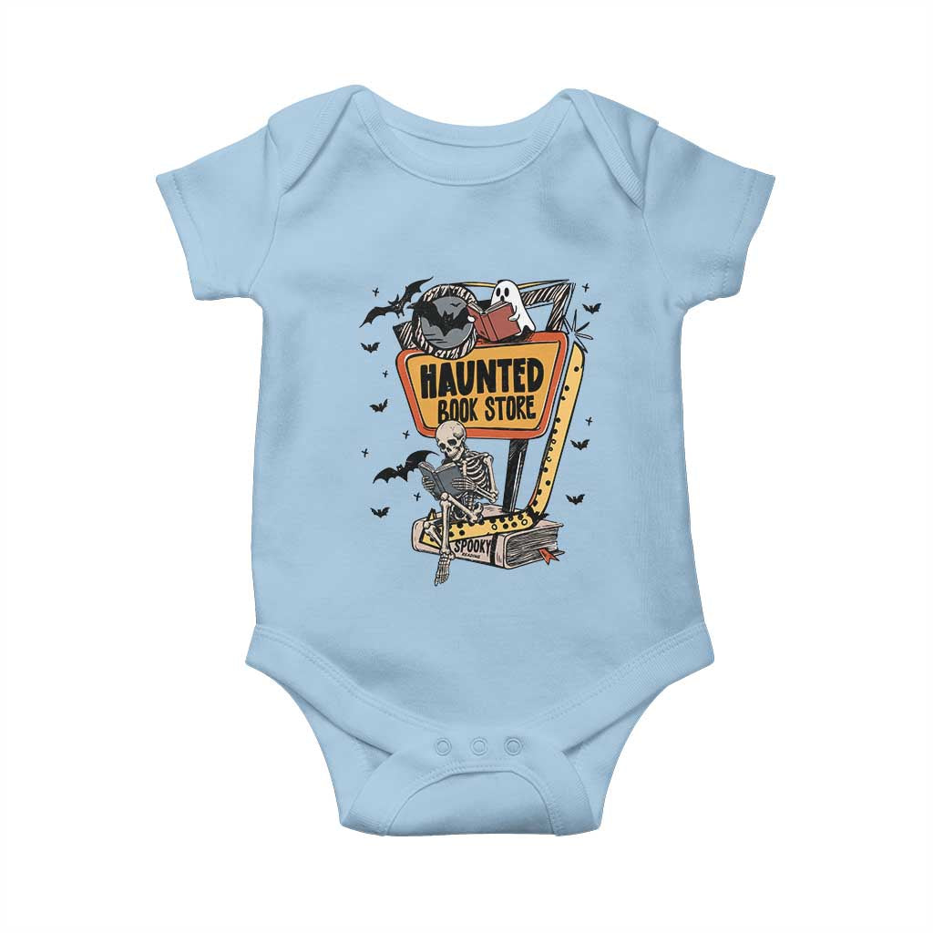 Funny Haunted Book Store Halloween Baby Onesie Skeleton Ghost Book Reader