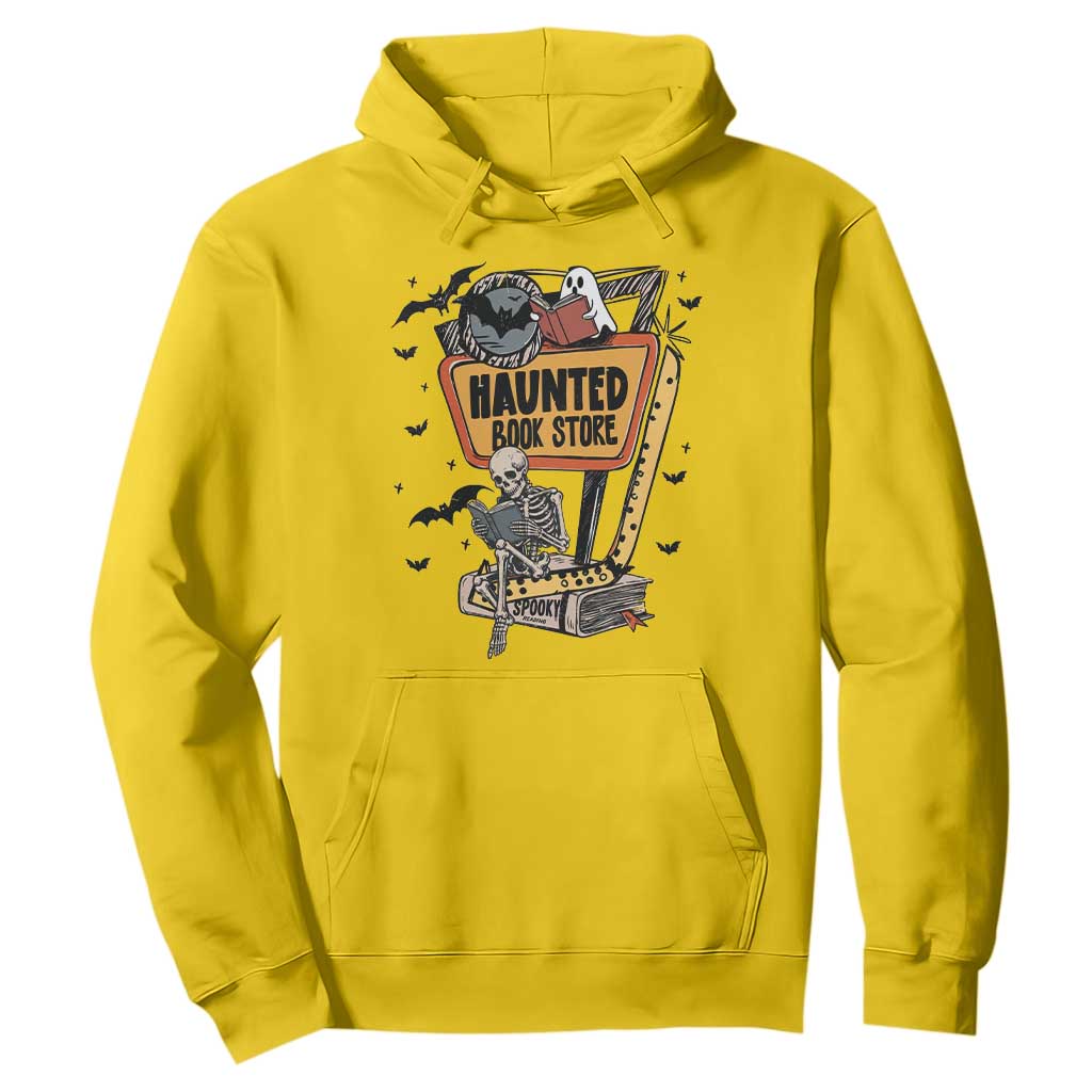 Funny Haunted Book Store Halloween Hoodie Skeleton Ghost Book Reader
