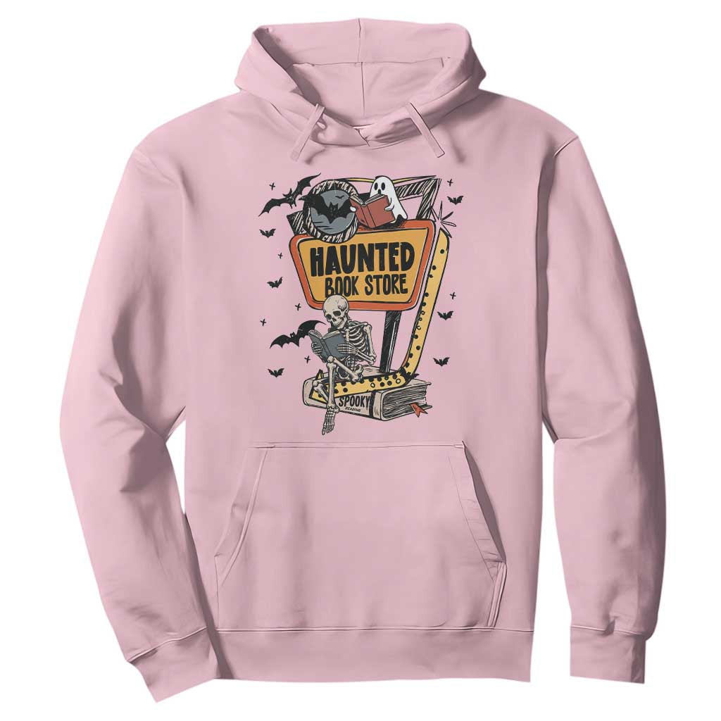 Funny Haunted Book Store Halloween Hoodie Skeleton Ghost Book Reader