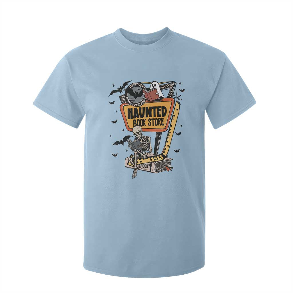 Funny Haunted Book Store Halloween T Shirt For Kid Skeleton Ghost Book Reader