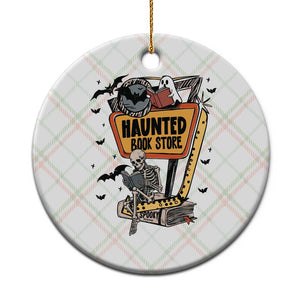 Funny Haunted Book Store Halloween Ceramic Ornament Skeleton Ghost Book Reader