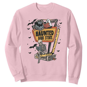 Funny Haunted Book Store Halloween Sweatshirt Skeleton Ghost Book Reader
