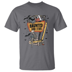 Funny Haunted Book Store Halloween T Shirt Skeleton Ghost Book Reader