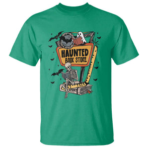 Funny Haunted Book Store Halloween T Shirt Skeleton Ghost Book Reader