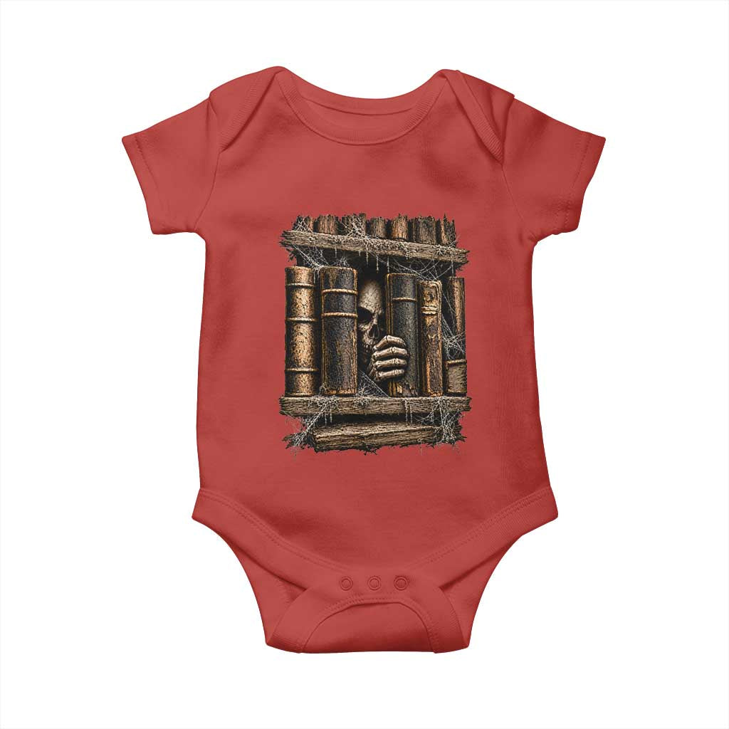 Gothic Haunted Library Baby Onesie Skull In Bookshelf Dark Academia