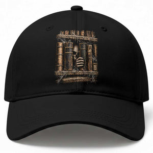 Gothic Haunted Library Baseball Cap Skull In Bookshelf Dark Academia