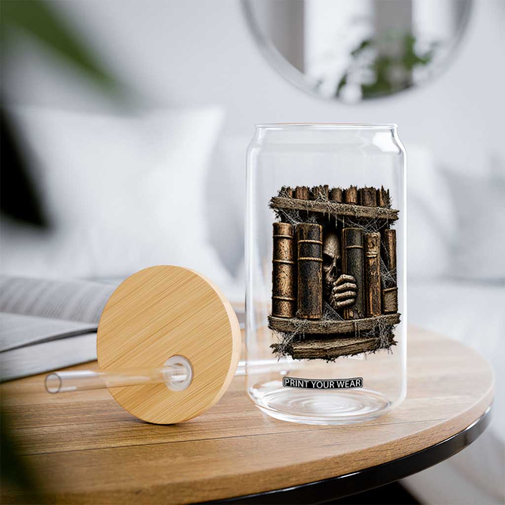 Gothic Haunted Library Glass Can Skull In Bookshelf Dark Academia