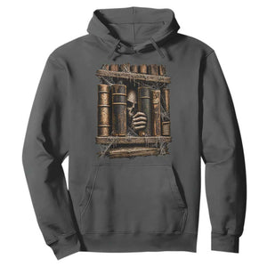 Gothic Haunted Library Hoodie Skull In Bookshelf Dark Academia
