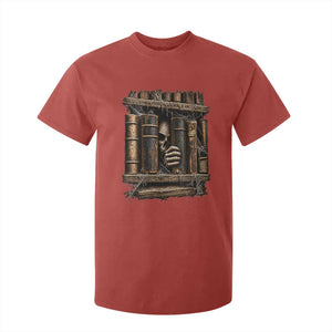 Gothic Haunted Library T Shirt For Kid Skull In Bookshelf Dark Academia