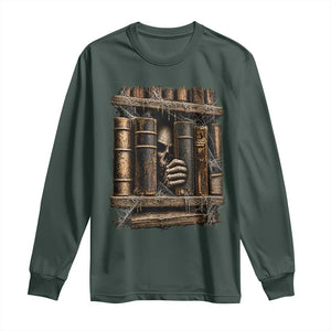 Gothic Haunted Library Long Sleeve Shirt Skull In Bookshelf Dark Academia