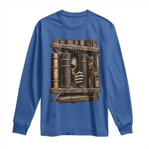 Gothic Haunted Library Long Sleeve Shirt Skull In Bookshelf Dark Academia